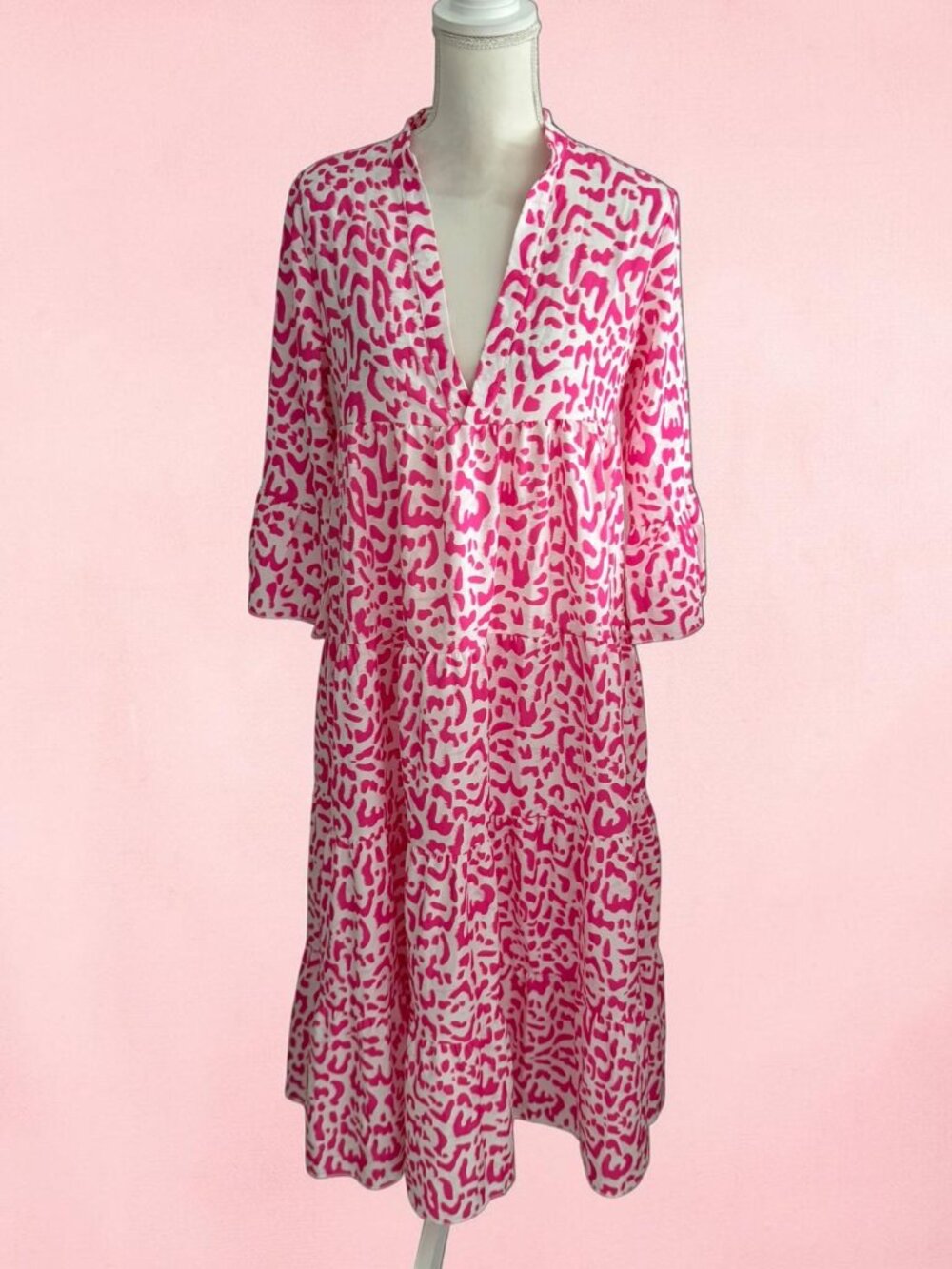MADE WITH LOVE Pink White Animal Print Maxi Dress Size Small NEW NWT